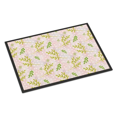 Carolines Treasures Watercolor Leaves Pink Indoor or Outdoor Mat, 24 x 36 in. BB7480JMAT